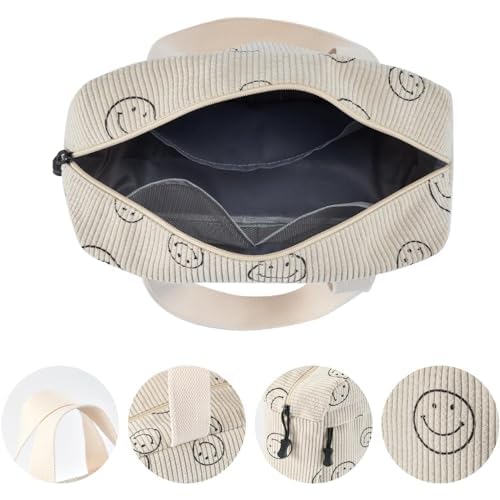 Large Makeup Bag for Women Corduroy Cosmetic bag Make up Bags Zipper Pouch with handle Cosmetic Organizer Toiletry Bag for Travel Storage