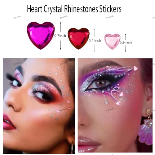 436 Heart Rhinestone Stickers - Self-Adhesive Gems for Crafts
