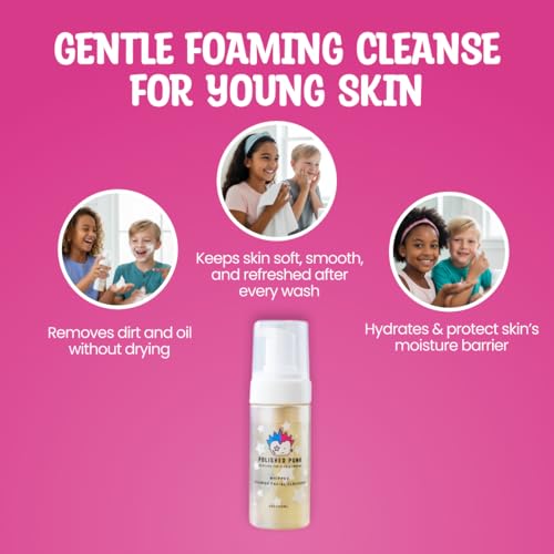 Natural and Organic Foaming Face Wash for Kids and Tweens, Soap and Fragrance Free Tear-Free Cleanser for Sensitive Skin with Botanical Extracts, Aloe, and Glycerin, 4 oz