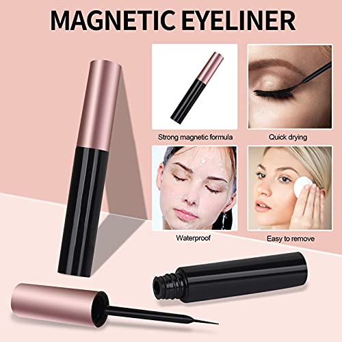 Magnetic Eyelashes Kit with Eyeliner - 10 Pairs, No Glue
