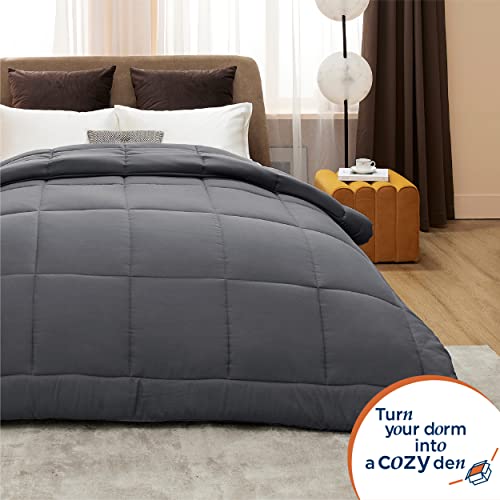 Bedsure Comforter Duvet Insert - Quilted Comforters Twin XL Size, All Season Duvet, Down Alternative Bedding Comforter with Corner Tabs(Grey,Twin XL 92"x68")