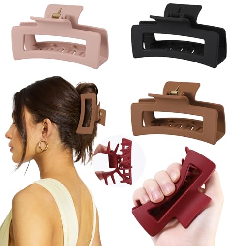 4-Pack Flexible Silicone Claw Clips for Women, 4-Inch