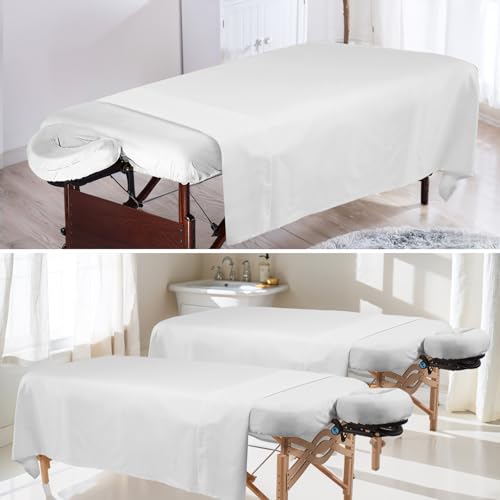 Massage Table Sheets 4 Sets Microfiber Fitted Covers White