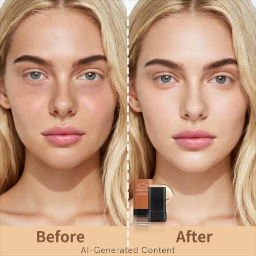 Full Coverage Foundation Stick with Contour Brush - Waterproof & Lightweight
