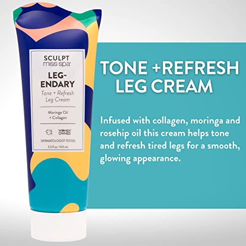 MISS SPA Leg Cream, Collagen Leg Cream, Moringa Rosehip Oil Help Tone Refresh Tired Legs, Anti Aging Skin Care Products, Body Lotion, Dermatologist Tested 3.3 Fl oz