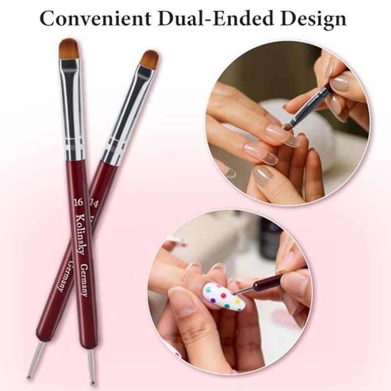 SIMPOR 4-Piece Dual Ended French Tip Nail Brush Set with Dotting Pen