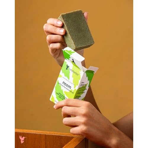 Extraherbos Handmade Neem Soap Bar - Natural Anti-Acne Face & Body with Tea Tree Oil - Organic Exfoliating Soap Bar for Oily Skin, Blemishes & Odor Control - 100g/3.4oz