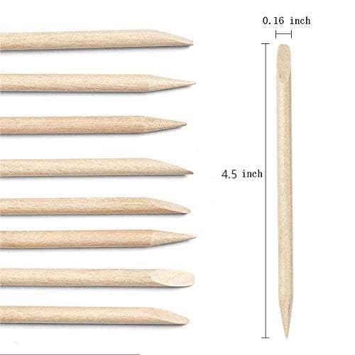 Cuticle Pusher 50 Pcs Natural Wood Orange Sticks - Nail Care Tool Set, Travel Size, Double Ended