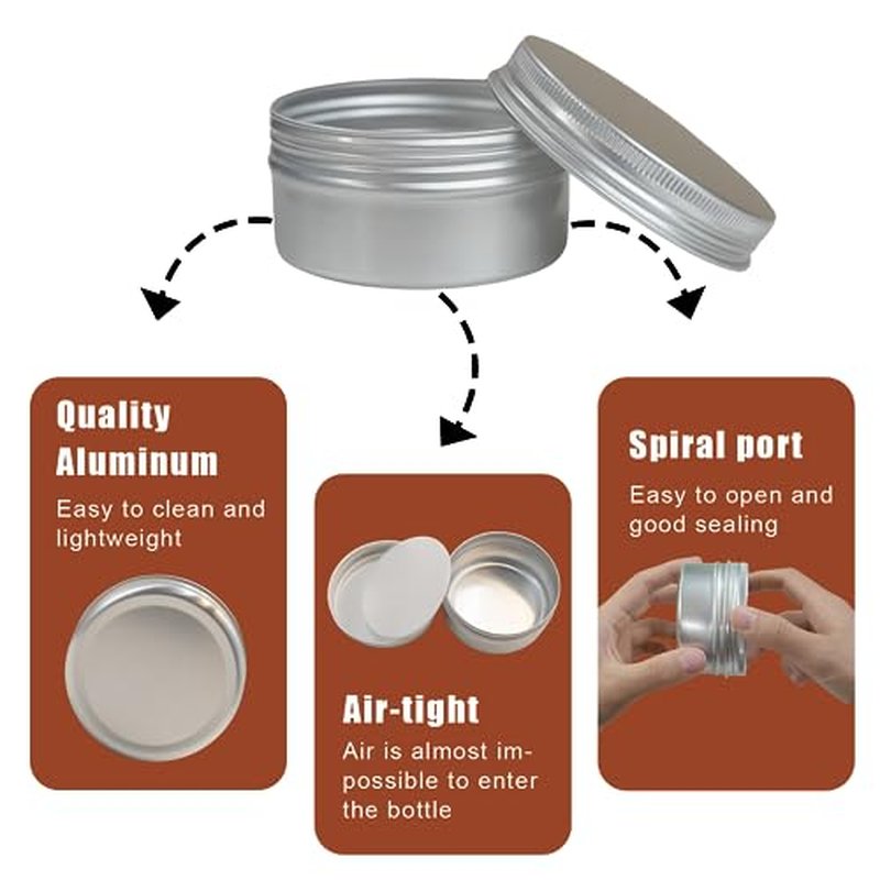 20 Pack 3 oz Aluminum Tin Cans with Screw Lids for Salves