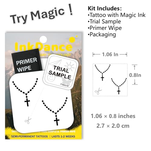 Semi-Permanent Rosary Cross Finger Tattoo Set - Waterproof, 1-2 Week