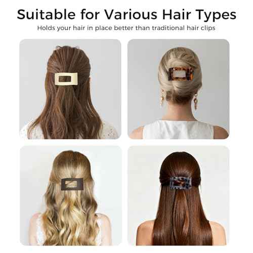 8 Pack Hair Clips for Women and Girls, Matte Non-Slip Large Claw Clips, Strong Hold for Hair Accessories, Multi-functional without Pressure Marks French Barrette Hairclips for Thick&Thin Hair