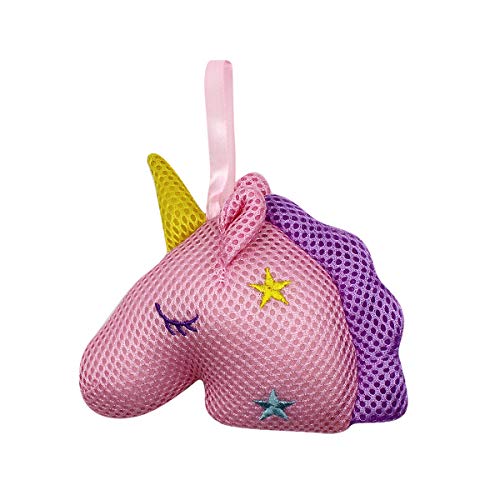 Suillty Unicorn Cartoon Animal Bath Shower Sponge Pouf Loofahs - Eco-Friendly Exfoliating Mesh Brush Mesh Bath Shower Ball Sponge - Exfoliate, Cleanse, Soothe Skin (Pink)