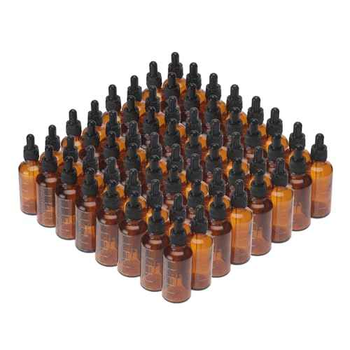 Tincture Bottles with Dropper 50ml+ Glass Dropper Bottle,80 Pack Amber Glass Bottles for Essential Oils/Lab Tinctures/Medicine Perfumes and Travel