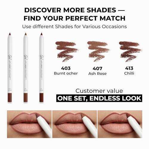 Lamel Gel Lip Liner Pencil 3-Pack – Waterproof 2-in-1