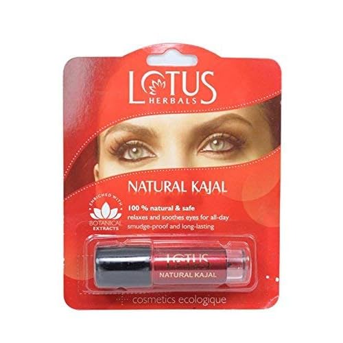 Lotus Herbals Natural Kajal 100% natural & Safe 4 g (Pack of 3)