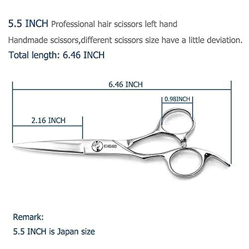 KINSARO Left Hand Hair Scissors 5.5 Inch 440C Professional Shears