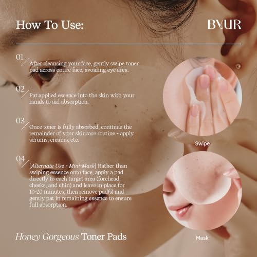 ByUR Honey Gorgeous Hydrating Toner Pads - Deep Moisturizing & Firming for Dry Skin, 70 Count