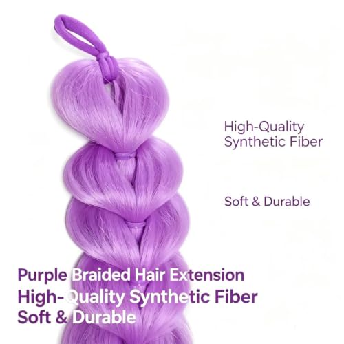 Purple Braided Ponytail Hair Extension for Kids - 24 Inch