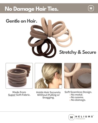Heliums Soft Hair Ties - No Damage, 20 Pack, Neutral Colors
