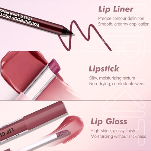 3-Piece Hydrating Lip Combo Set - Lip Liner, Lipstick & Gloss