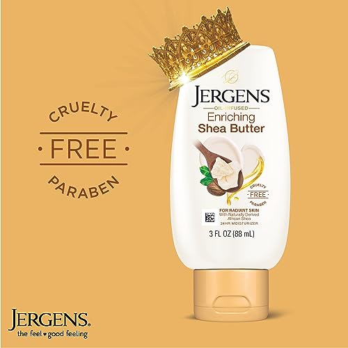 Jergens, Hand and Body Lotion, Shea Butter Deep Conditioning Moisturizer, 3X More Radiant Skin, with Pure Shea Butter, Dermatologist Tested, 3 Oz, Pack of 8