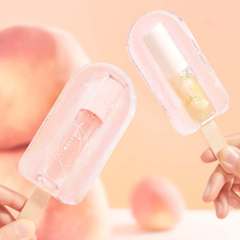 Peach Honey Lip Oil Gloss with Jojoba Oil - Hydrating Jelly Texture