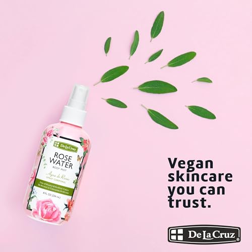 De La Cruz Rose Water Body & Hair Mist 8 fl oz - Natural Refreshing Spray
