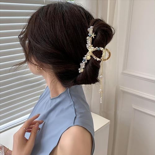 Large Hair Claw Clips Geometric Letters Hair Clips Gold Nonslip Metal Hair Clamps Jaw Strong Hold Hair Barrette Long Hair Clips Irregular Hair Decoration Fashion Hair Accessories for Women Girls