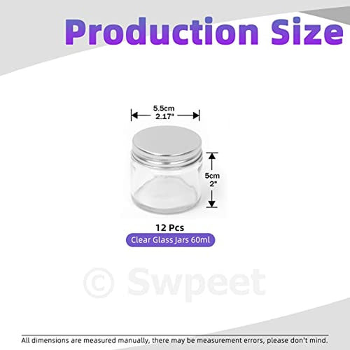 15 Pack 2oz Glass Jars with Silver Lids - Travel Cosmetic Containers