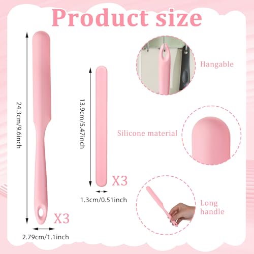 6Pcs Silicone Wax Applicator Non-Stick Wax Spatulas Set Hair Removal Sticks Applicator Reusable Hard Waxs Scraper for Home Salon Body Use (Pink)