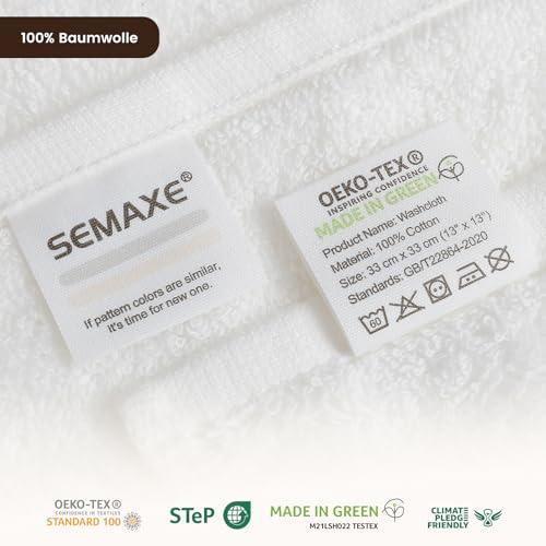 SEMAXE 12-Pack Cotton Washcloths with Hanging Loops, White