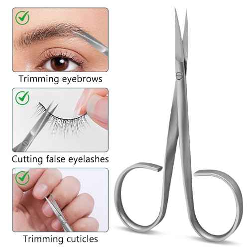 CGBE Cuticle Scissors Extra Fine Curved: Stainless Steel Eyebrow Scissor, Professional Manicure Scissors for Manicure, Eyelashes, Eyebrow, Dry Skin For Women And Men