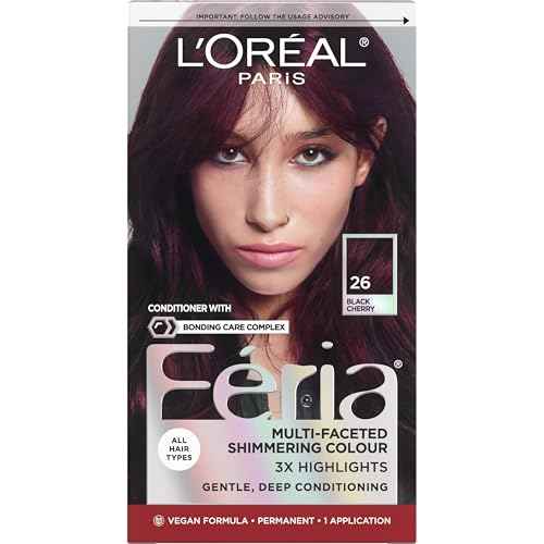 L¡¯Oreal Paris Feria Multi-Faceted Shimmering Permanent Hair Color, High Intensity Hair Dye for 3X Highlights, 26 Black Cherry (Deepest Magenta), 1 Hair Dye Kit