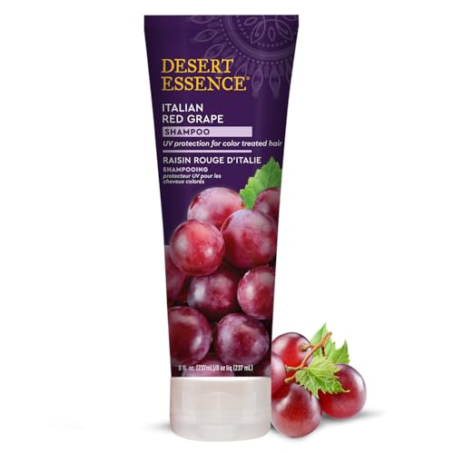 Desert Essence, Italian Red Grape Shampoo, 8.0 fl. Oz. - Gluten Free - Vegan - Cruelty Free - Moisturizing Shampoo - UV Protection - Color Treated Hair