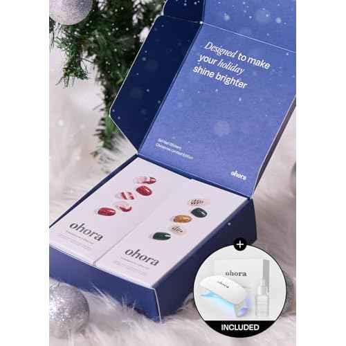 ohora Semi Cured Gel Nail Strips ([2025 Christmas Set] N Santa Cane & N Christmas Magic) - Works with Any Lamps, Salon-Quality, Long Lasting, Easy to Apply & Remove