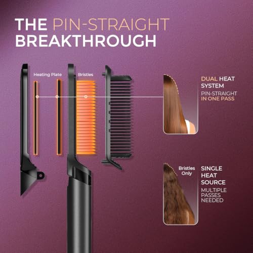 TYMO Flat Iron Hair Straightener Brush, 200M Ions, Anti-Frizz