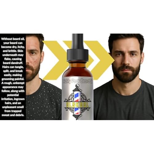 Olskool Beard & Face Oil for Men with Prickly Pear, Jojoba, Argan & More ? Premium Beard Care ? Deep Hydration & Beard Conditioning ? Premium Beard Oil for Growth & Skin Care ? Made in the USA 1oz