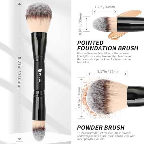 DUcare Powder Brush Foundation Brushes Double Ended Blush Setting Brush for Rounded Taperd Liquid, Cream, Powder,Blending, Buffing