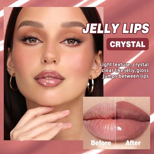4Pcs Tinted Lip Serum Gloss Set,Jelly Hydrating Shine Pink Nude Red Glossy Lip Balm,Long-lasting Nourishing Vegan Lip Plumper Gloss for Instant Moisture Liquid Lipstick for Women