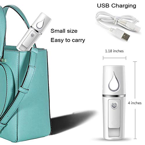 Portable Nano Facial Mister with Mirror & 20ml Water Tank - White