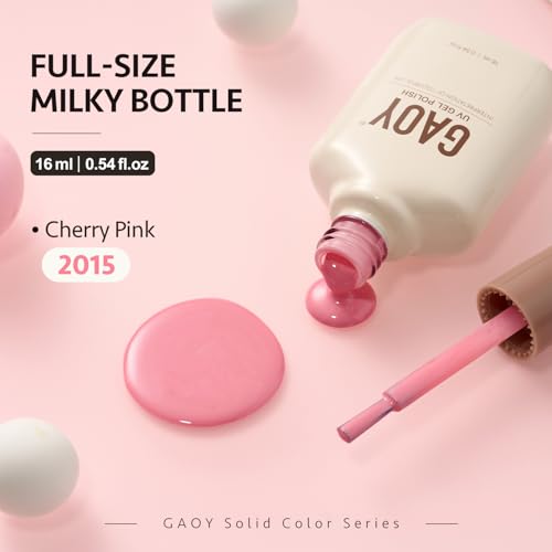 GAOY Cherry Pink Gel Nail Polish 16ml Soak Off UV Light Cure for Nail Art & Manicure