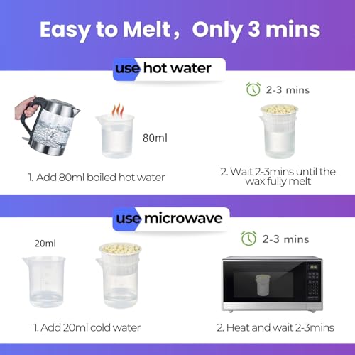Waxfans Nose and Ear Hair Removal Kit for Men and Women - 100g Wax for 20 Uses, Long-lasting for 4 Weeks (Purple)