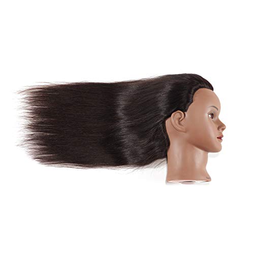 20-22" Human Hair Mannequin Head with Clamp - Black