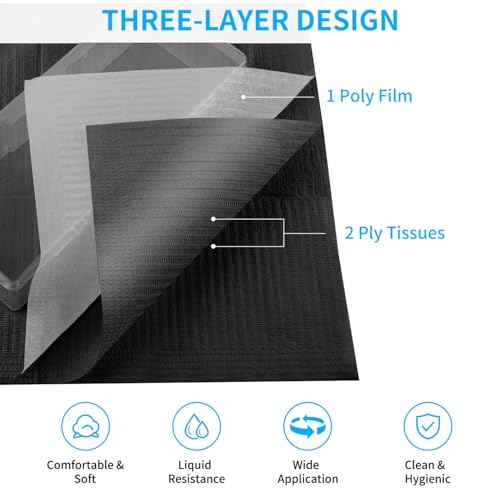 Gusnilo Nail Art Table Mat - Disposable Nail Paper Towels (50PCS) - Black Waterproof 3-Ply Nail Art Paper 13" X 18" Pads for Nail Table Decoration Kit, Nail Art Accessories