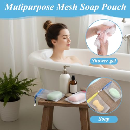 Mesh Soap Bags for Shower 20 Pack - Foam Net Soap Saver Pouches