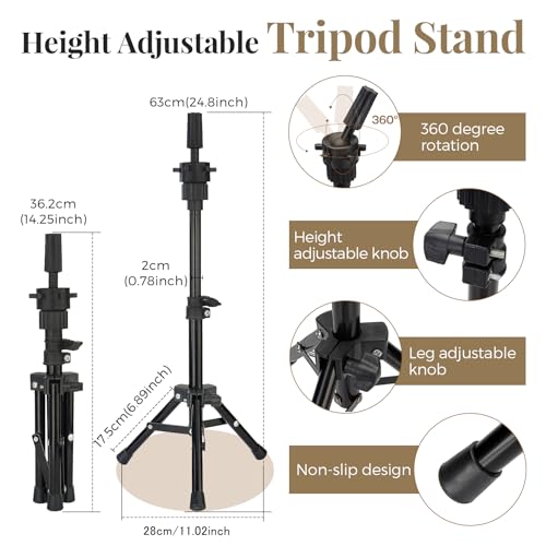 28" Mannequin Head 80% Real Hair with Tripod Stand & Clamp