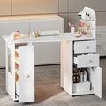 Professional Nail Desk with LED Display Cabinet & Storage