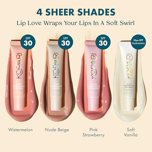 Kopari Lip Love Moisture Balm in Soft Vanilla Shimmer - Ceramide Hydrating Lip Balm with Coconut Oil, Shea & Mango Butters, Clean Vegan, 0.35 oz