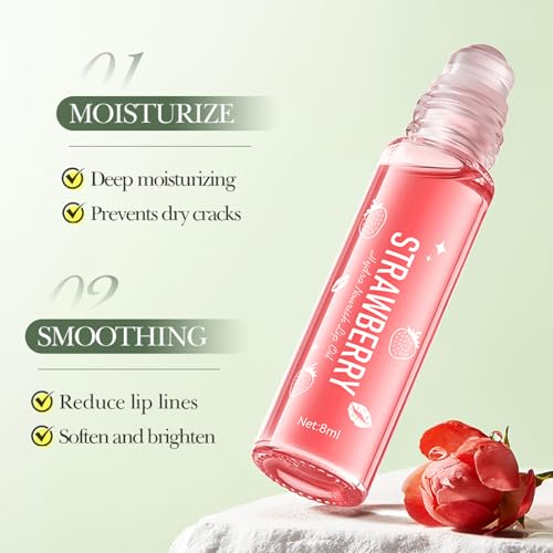 Bekoeen Fruit Flavored Lip Gloss Set - 4 Hydrating Roll On Lip Oils