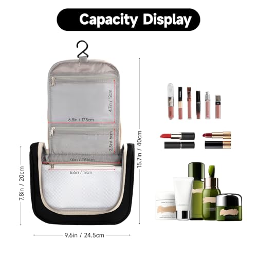 Posprica Hanging Toiletry Bag, Travel Cosmetic Bag with Multiple Compartments, Waterproof Portable Makeup Organizer for Women & Men, Ideal for Travel, Bathroom & Gym